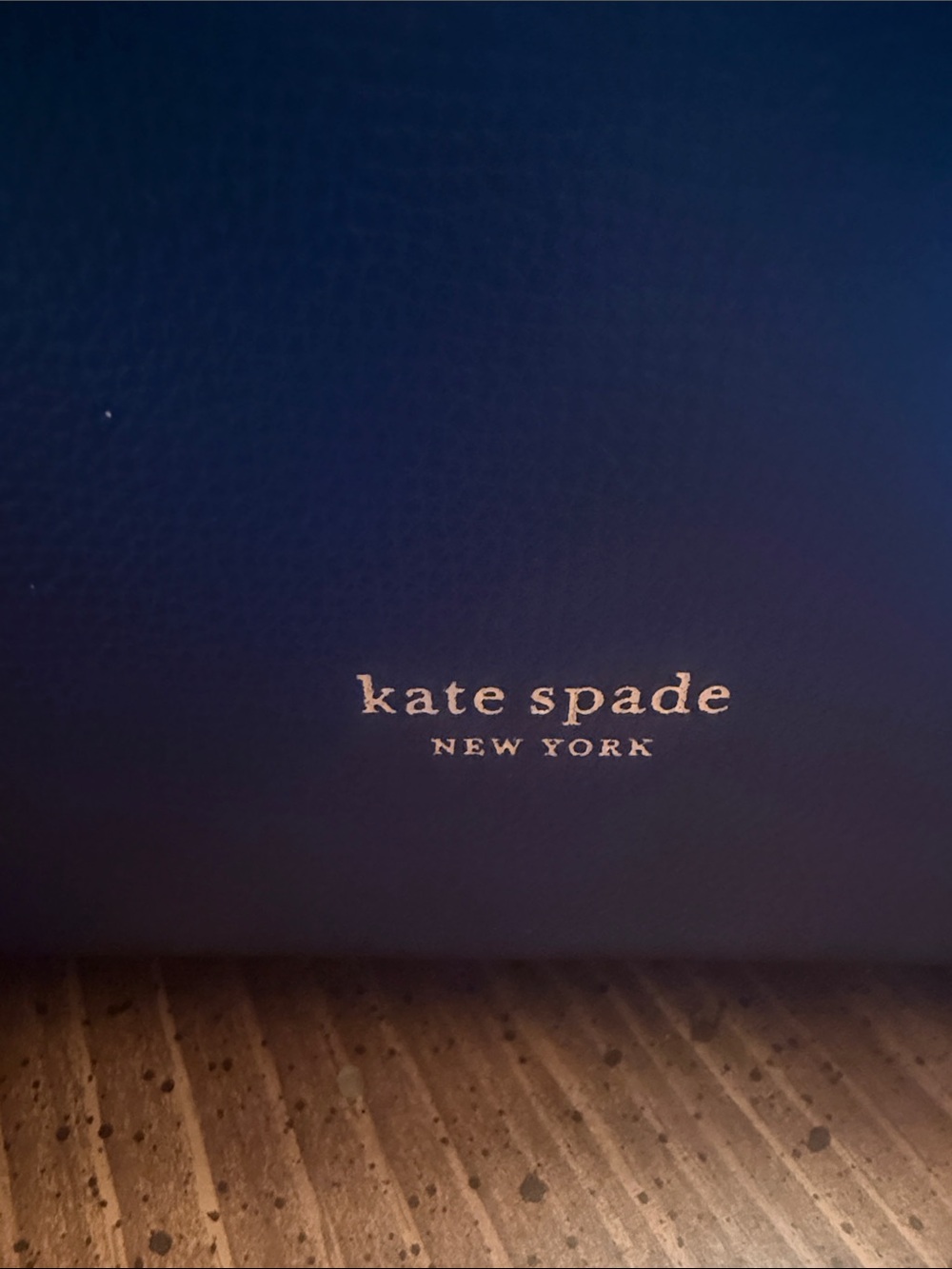 kate spade navy blue leather tote with gold logo - Picture 2 of 5